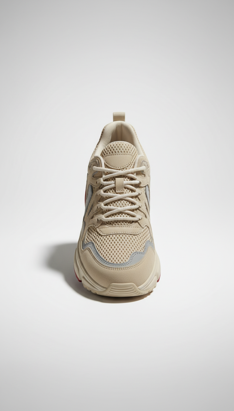 Sandstone Beige technical mesh low-top sneaker